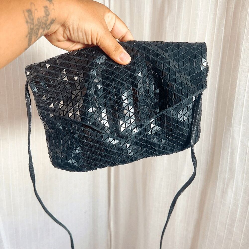 Veneto Mini Bags 90's Vintage Black Textile Statement Piece Clutch Bag